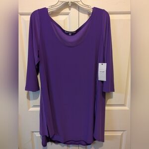 Sympli Clothing Go To Classic Tunic 3/4 Sleeves Ultraviolet Purple Size 0X New!
